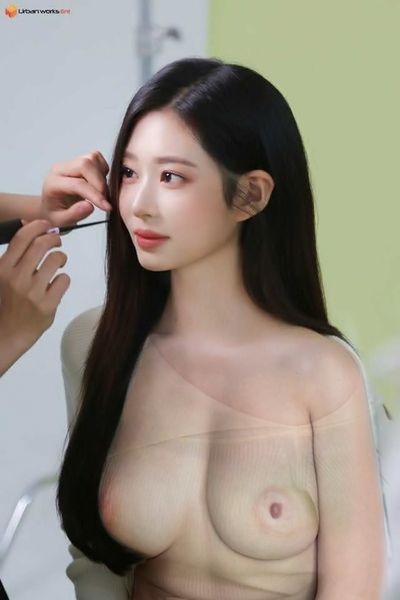 Minju - shows tits while makeup